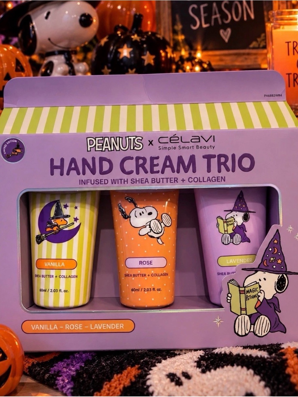LIMITED Peanuts x Célavi Hand Cream Trio - Lavender, chocolate Rose & Vanilla